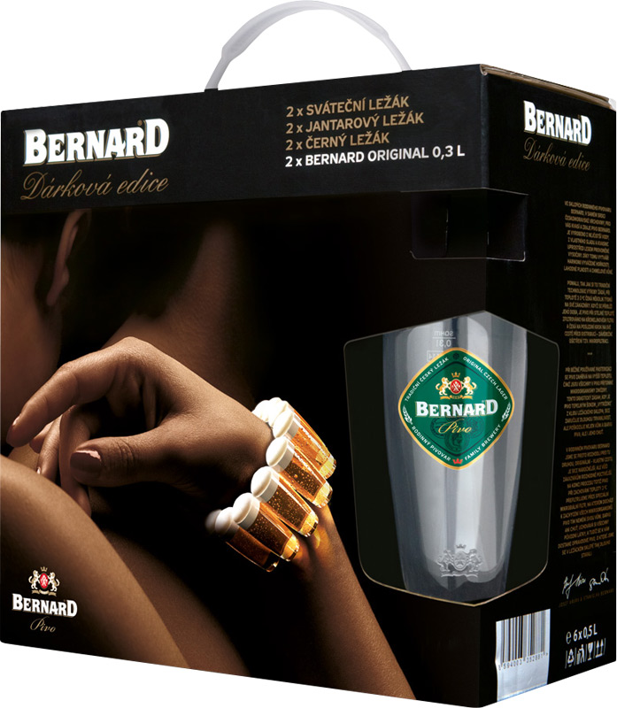 Bernard Dárková edice piv s keramickým uzávěrem 6x500ml sklo + 2 sklenice