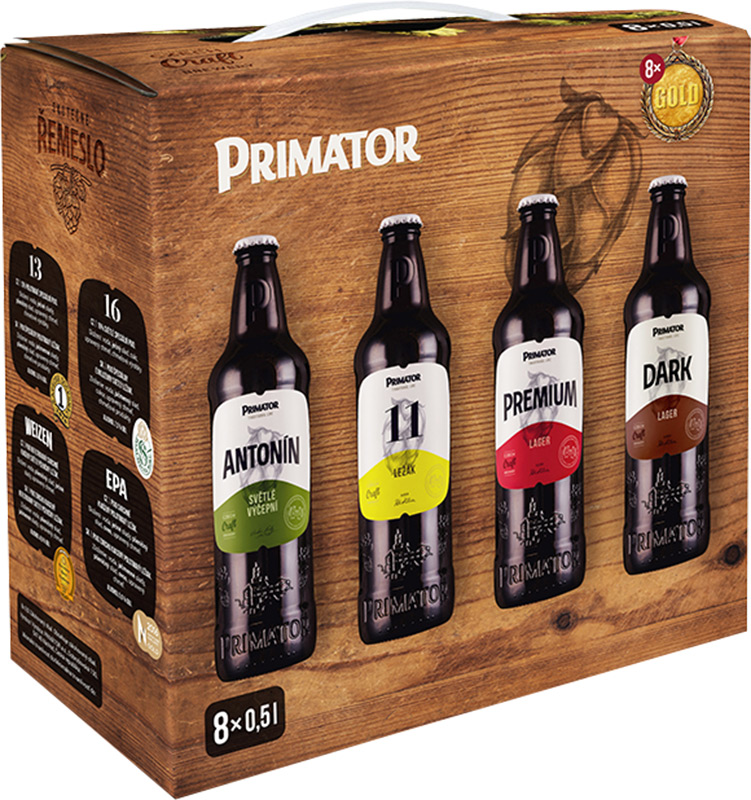 Primátor Osm zlatých pivo multipack 8x500ml sklo