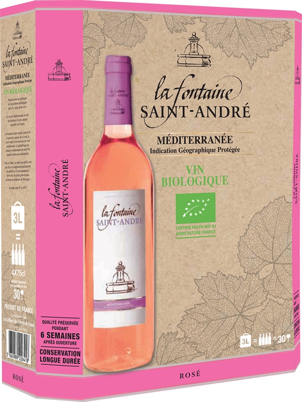 La Fontaine Saint André Méditerranée Rosé IGP BIO 3l BiB
