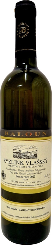 Baloun Ryzlink vlašský pozdní sběr 23 750ml