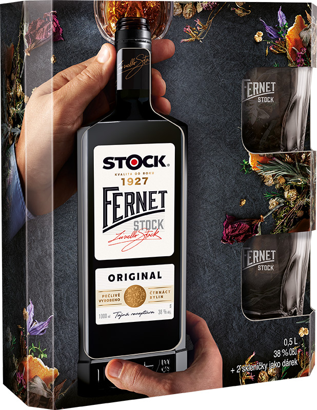 Fernet Stock Originál 38% 500ml + 2xsklo
