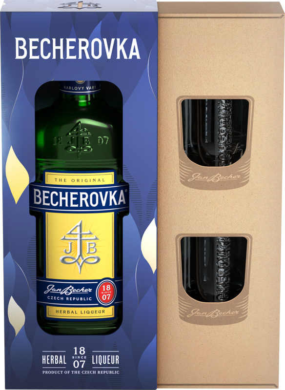 Becherovka Original 38% 700ml + 2xsklo