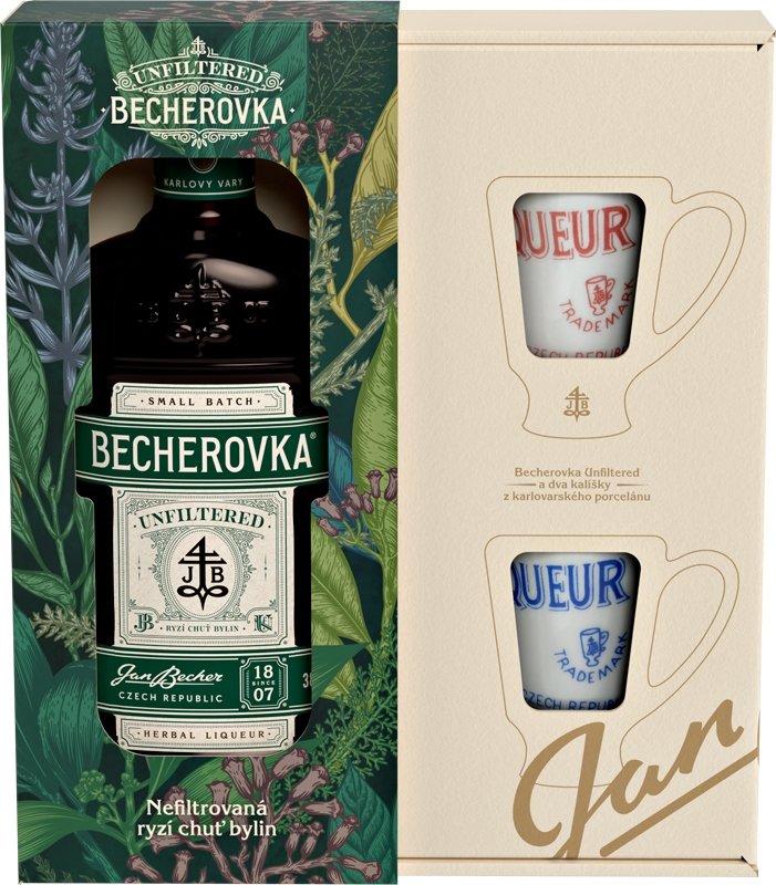 Becherovka Unfiltered 38% 500ml + 2xkalíšek