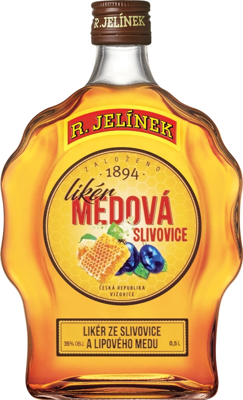 R.Jelínek Slivovice Medová Likér 35% budík 500ml