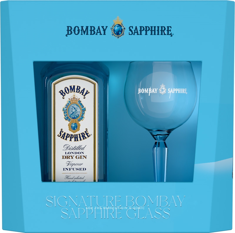 Bombay Sapphire Gin 40% 700ml+sklo