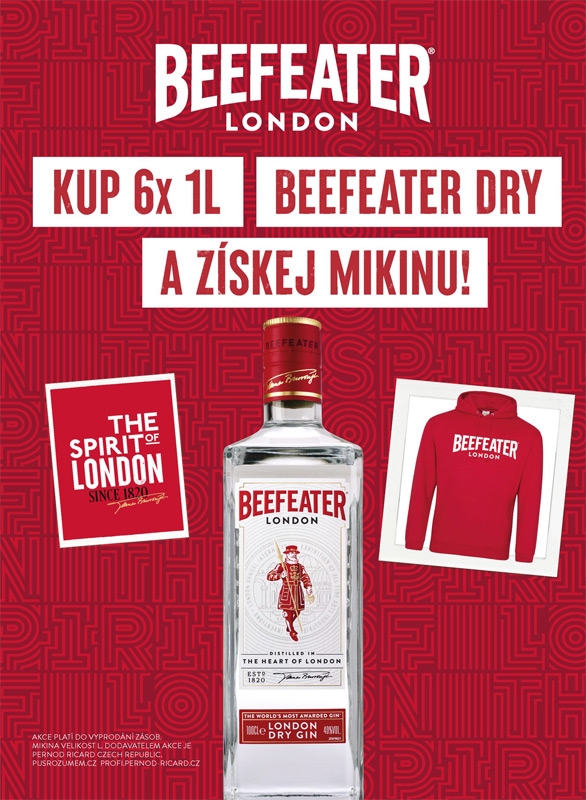 Beefeater London Dry Gin 40% 6x1l+mikina L
