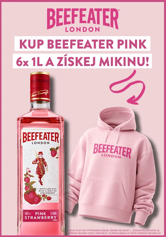 Beefeater London Pink Strawberry Gin 37,5% 6x1l+mikina L