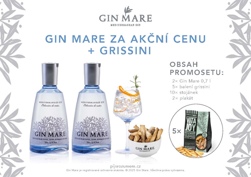 Mare Gin 42,7% 2x700ml + 5xGrissini + 10xstojánek + 2xplakát Pack 6/25