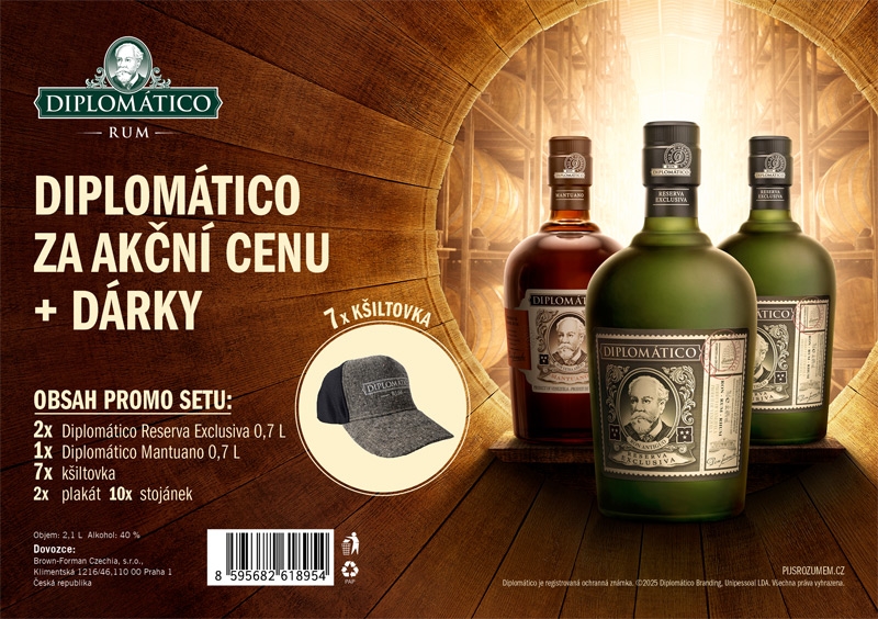 Diplomático Res.Exlusiva 40% 2x700ml+Mantuano 40% 700ml+7xkšilt+2xplak.+10xstoj.
