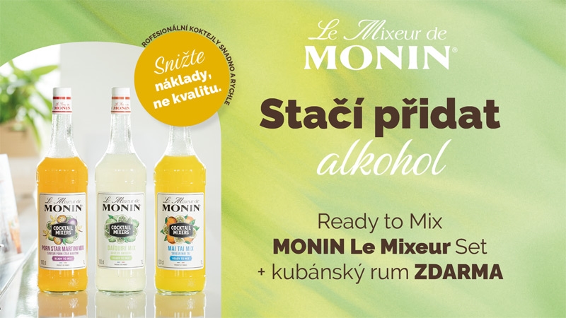 PACK Monin set Le Mixeur Ready to mix II. 3x1l sklo + 1x kubánský rum 700ml