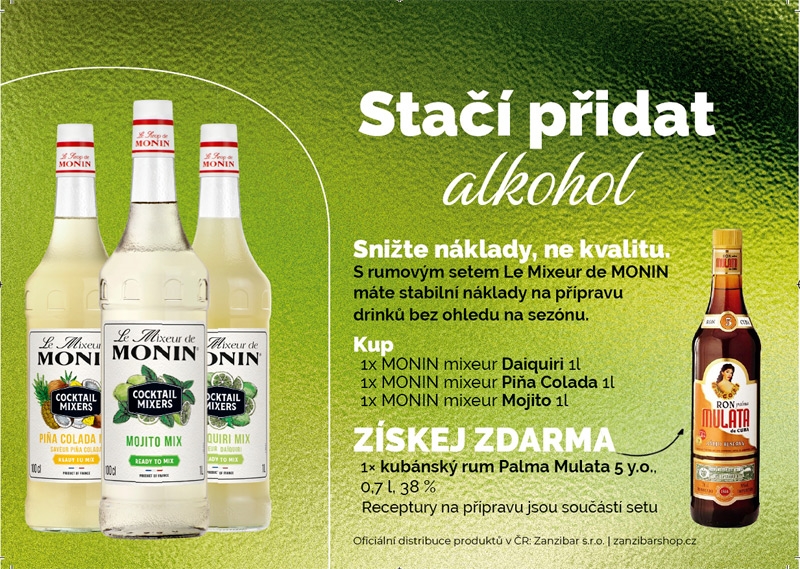 PACK Monin set Le Mixeur Ready to mix III.3x1l sklo+1xrum Palma Mulata 5y 700ml