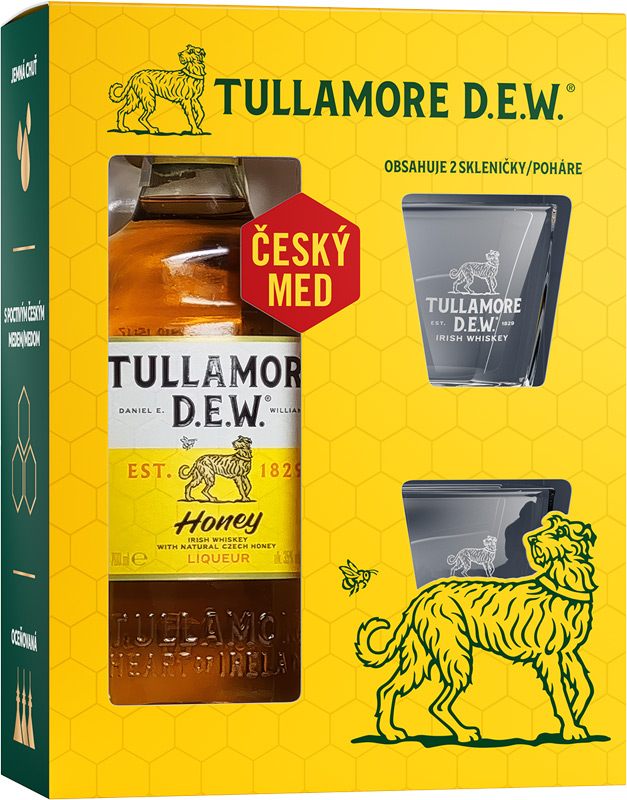 Tullamore Dew Honey 35% 700ml + 2x sklo