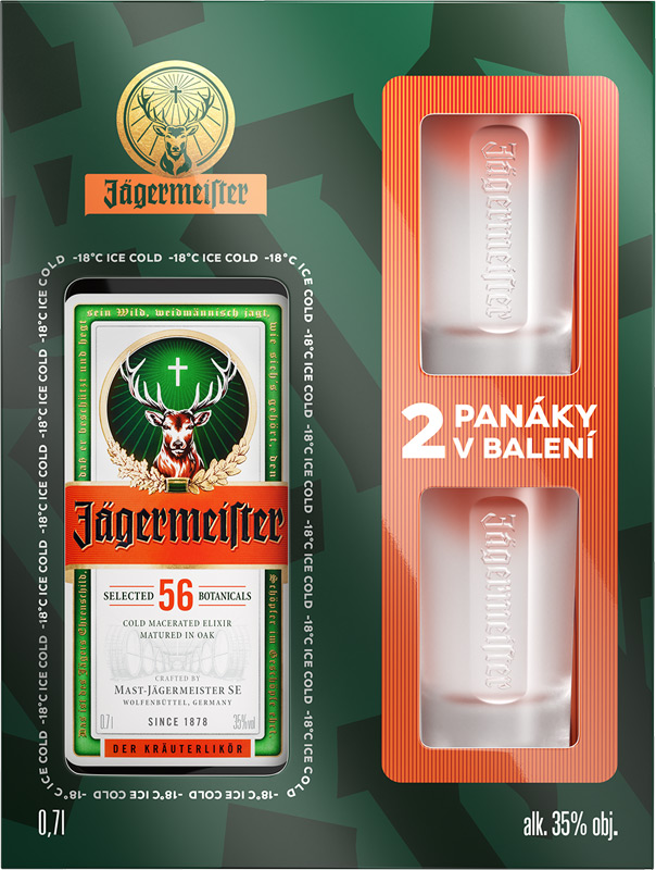 Jägermeister 35% 700ml + 2xsklo