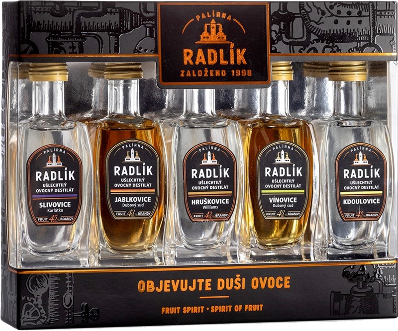 Palírna Radlík Dárkový set (slivovice+jablkovice+hrušk+vínovice+kdoul) 5x50ml GB