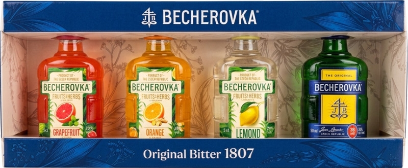 Becherovka mix box (Original 38%,Grapefruit,Lemond,Orange 20%) 4x50ml mini
