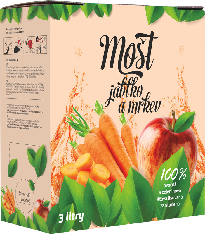 Fruta Bohemia Mošt jablko+mrkev 100% šťáva 3l BiB