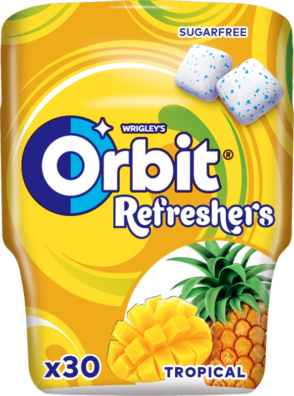 Wrigley's Orbit Žvýkačky Refreshers tropical bez cukru 67g dóza