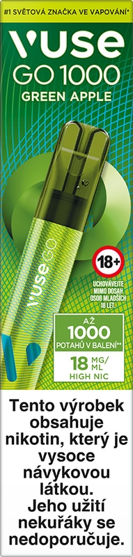 Vuse GO PEN 1000 Jednorázová elektronická cigareta Green Apple 18 mg